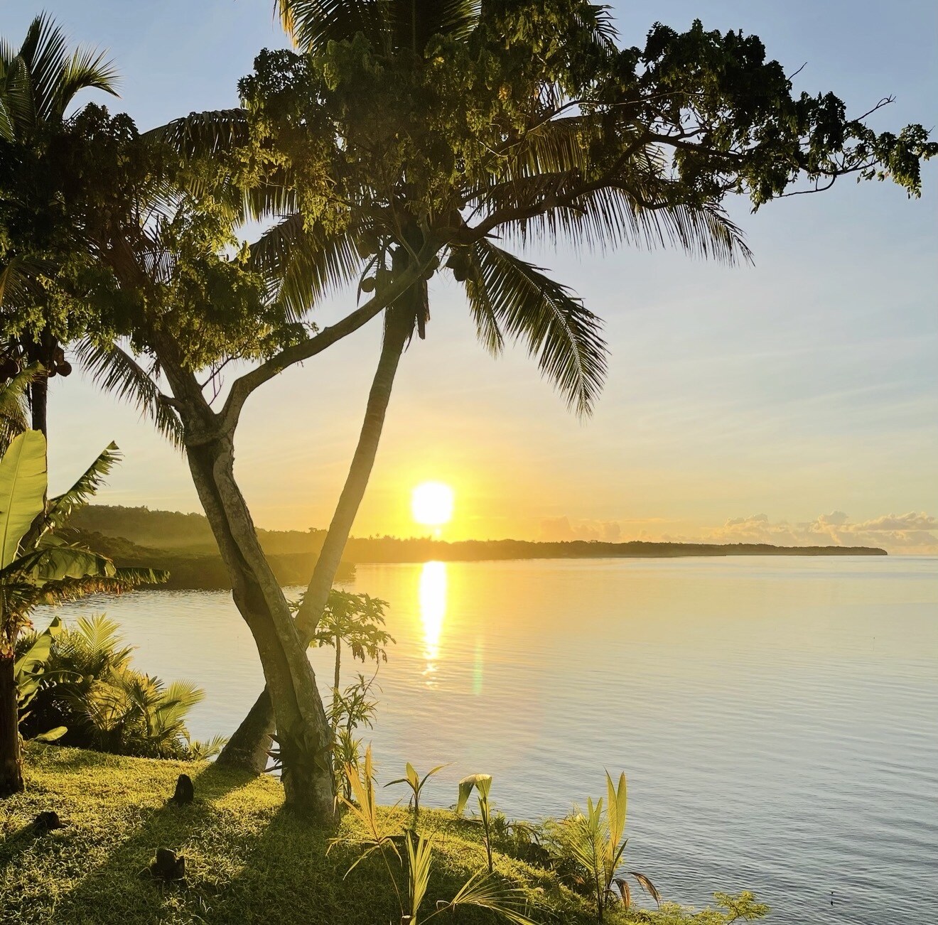 Sunrise over the private beachfront at Namawa Estate in Savusavu, Fiji